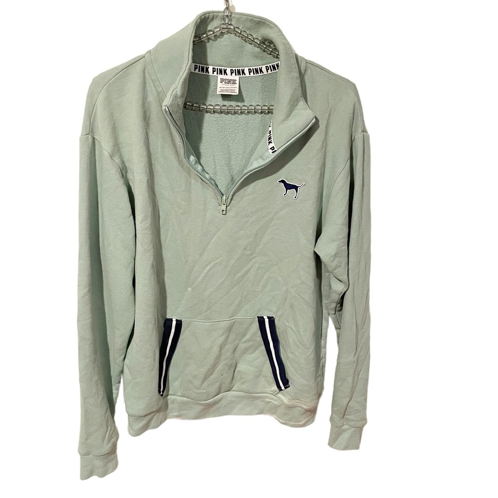 Victorias Secret‎ Pink XS Light Green Quarter Zip Pullover Sweatshirt